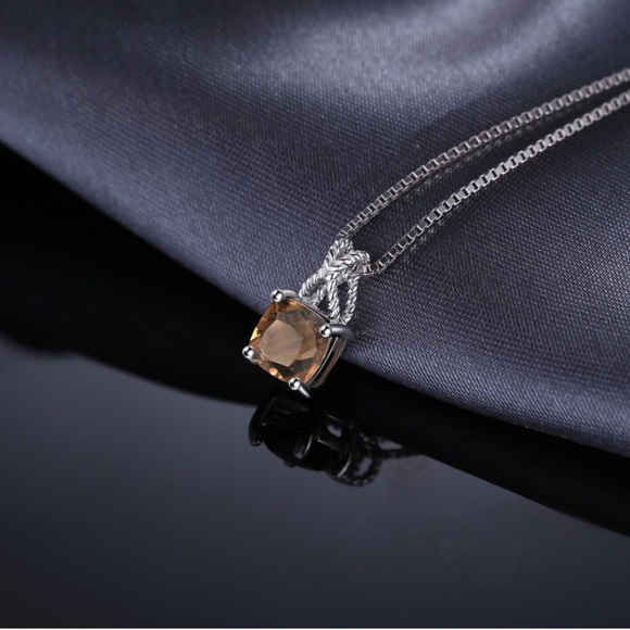 10k 925 Chocolate Diamond Quartz Pendant Necklace - Picture 10 of 11